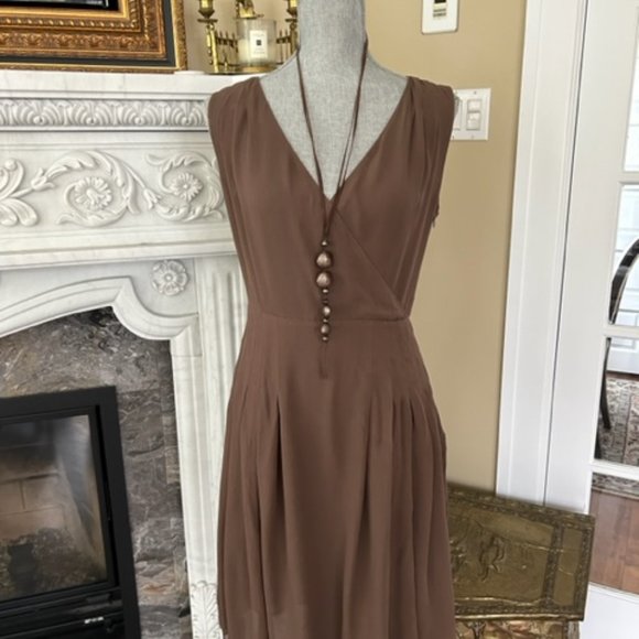 Vintage Fluid Taupe Silk Dress - Picture 2 of 5